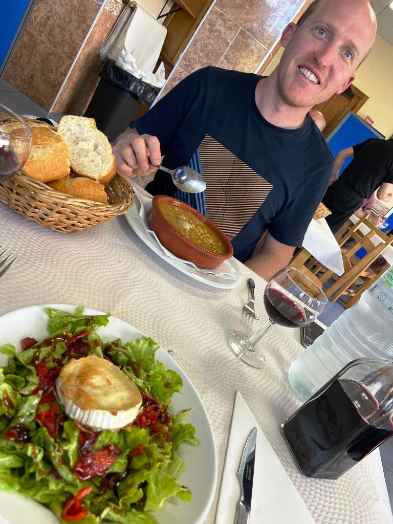 Ben and Nikko Galicia road trip - Cheese salad and bean soup